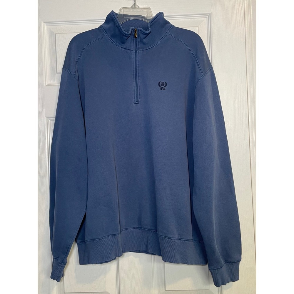 IZOD Mens XXL Blue Quarter Zip Fleece Pullover Mock Neck Pullover Sweater